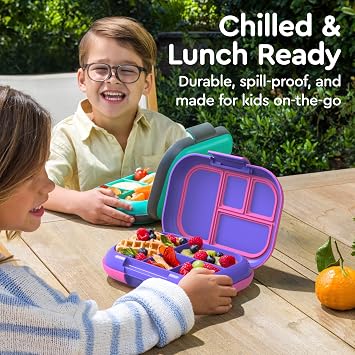 Bentgo Chill Kids (Electric Violet) and Chill Max (Bone & Glacier Blue) Lunch Box Set