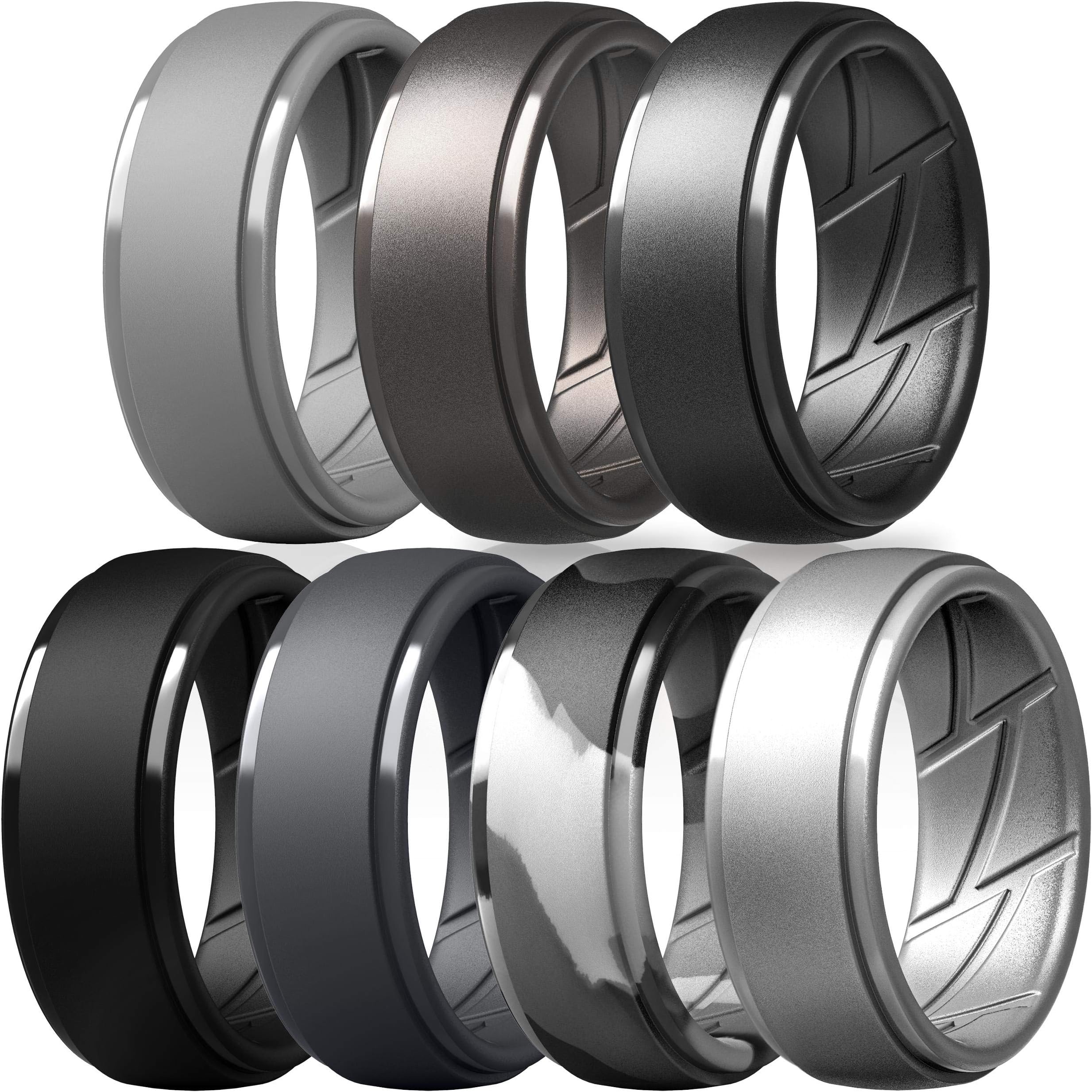 Men's Silicone Rings 10mm Wide 2.5mm Thick Rubber Bands, Breathable, Variety Multipack 1-10