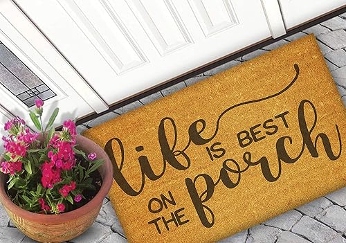 Miniatura 2 de Kindred Hearts Felpudo de fibra de coco de 18.0 x 30.0in, Life is Better on The Porch, multicolor