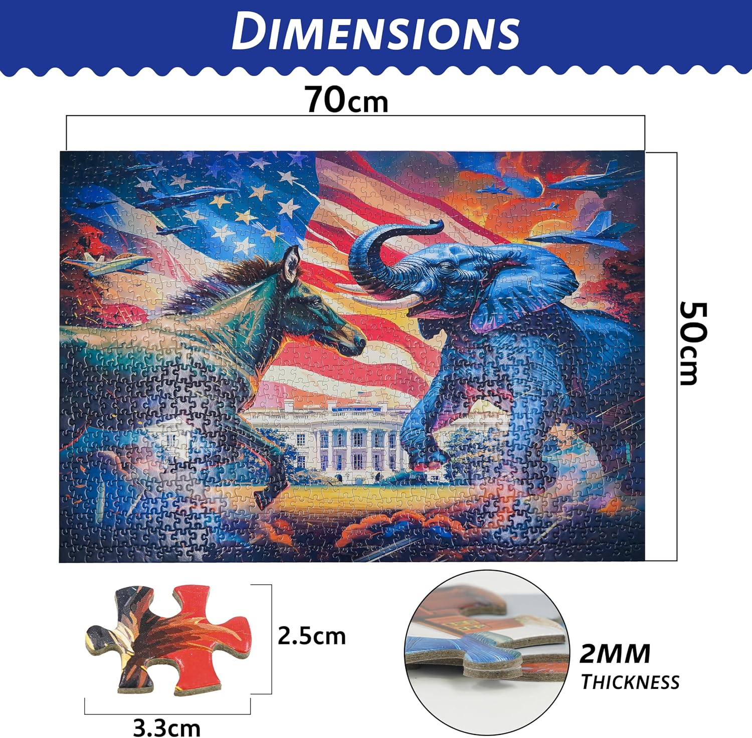 Jigsaw Puzzles 1000 Pieces – Democrat vs Republican 1000 Piece Puzzle Jigsaw – Imrpove Mood & Memory, Mind Boosting & Manipulative Play Toy Puzzles & Puzzles for Adults 1000 Pieces