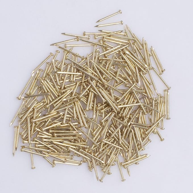 Kit de clavos OMOTOOL para colgar cuadros (300 piezas), clavos chapados en latón de 20 mm miniatura 3
