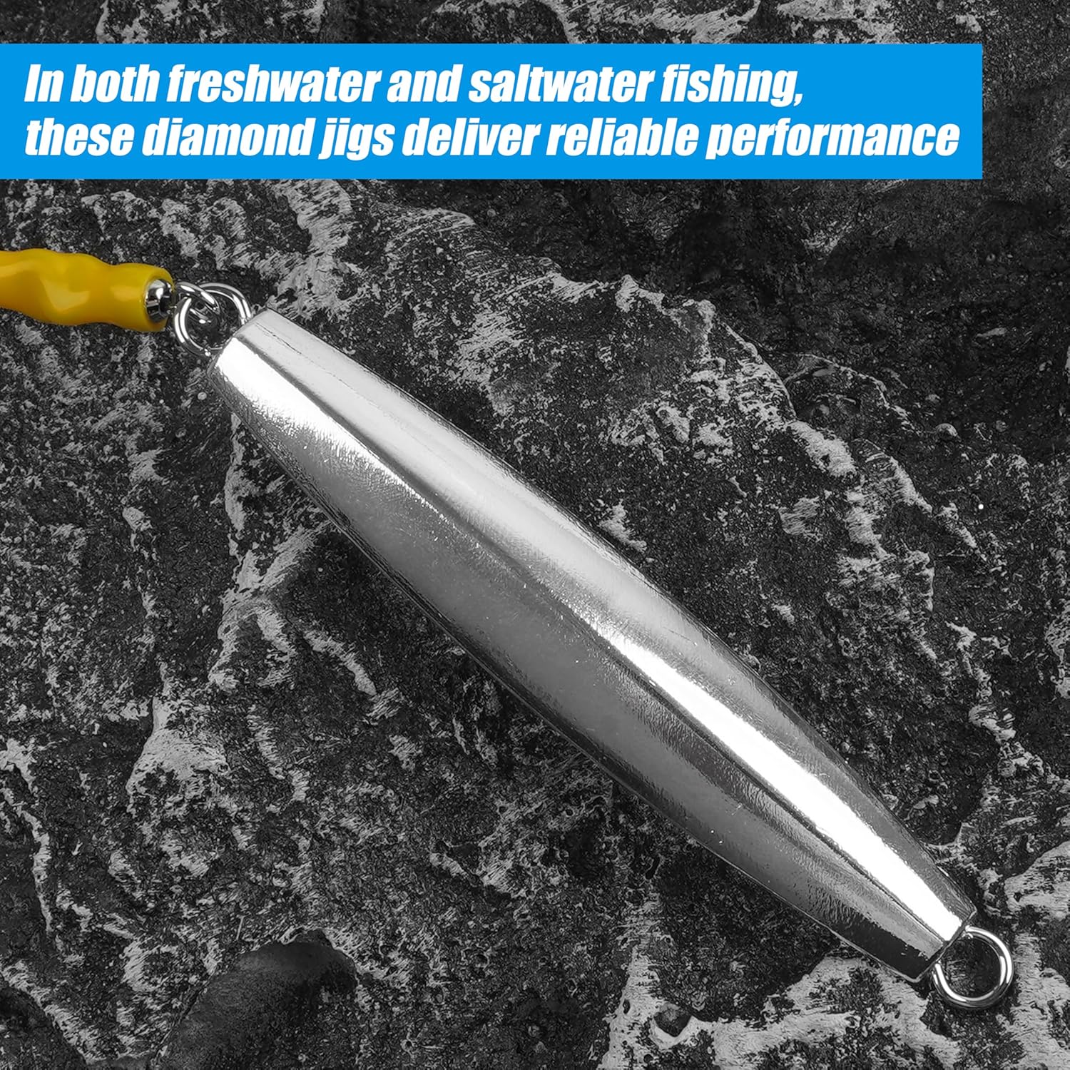 Diamond Jigs Saltwater Fishing Lures, 1oz-10oz Casting Jigging Spoon Lures with Tube Tail Striped Bass Flat Metal Jig Trolling Lures for Deep Sea Surf Fishing Bluefish Striper Tuna Salmon