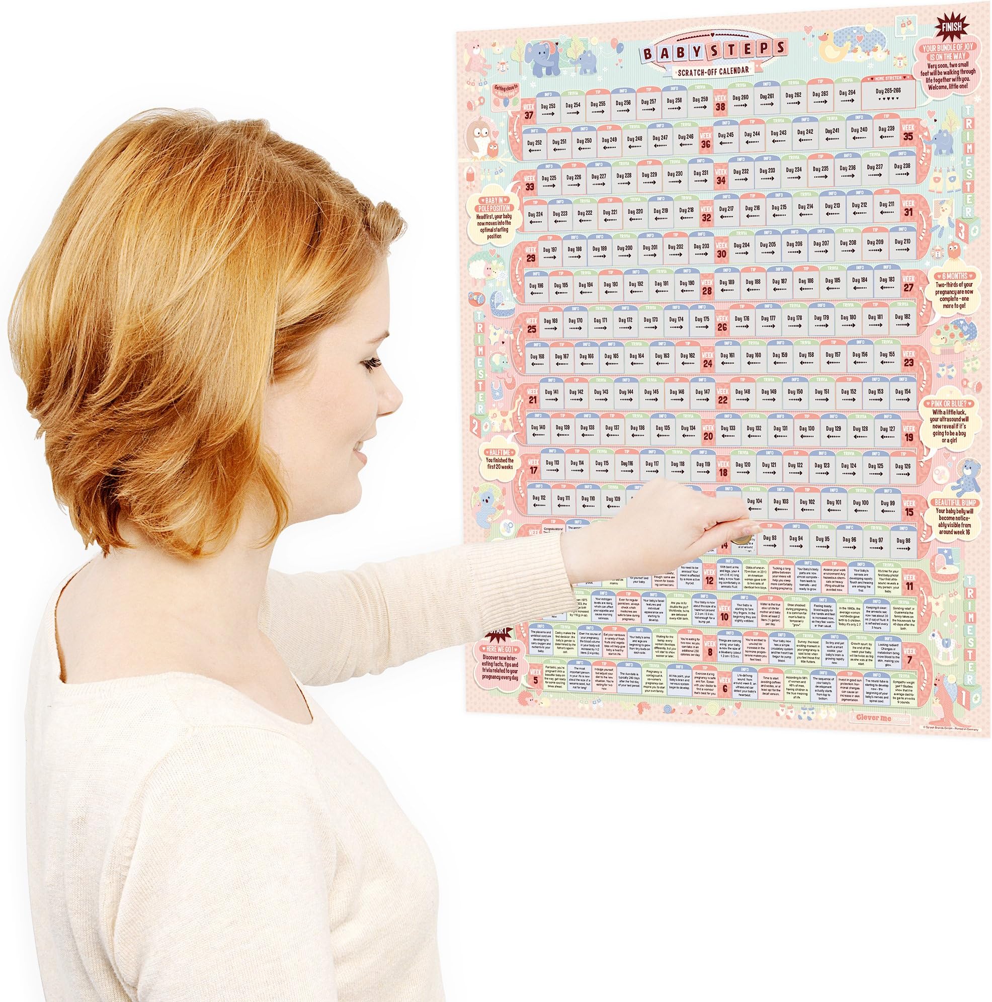 Clever meยฎ 1894-2"BabySteps" Scratch-Off Calendar โ 236 Entertaining Facts & Tips for Parents-to-Be