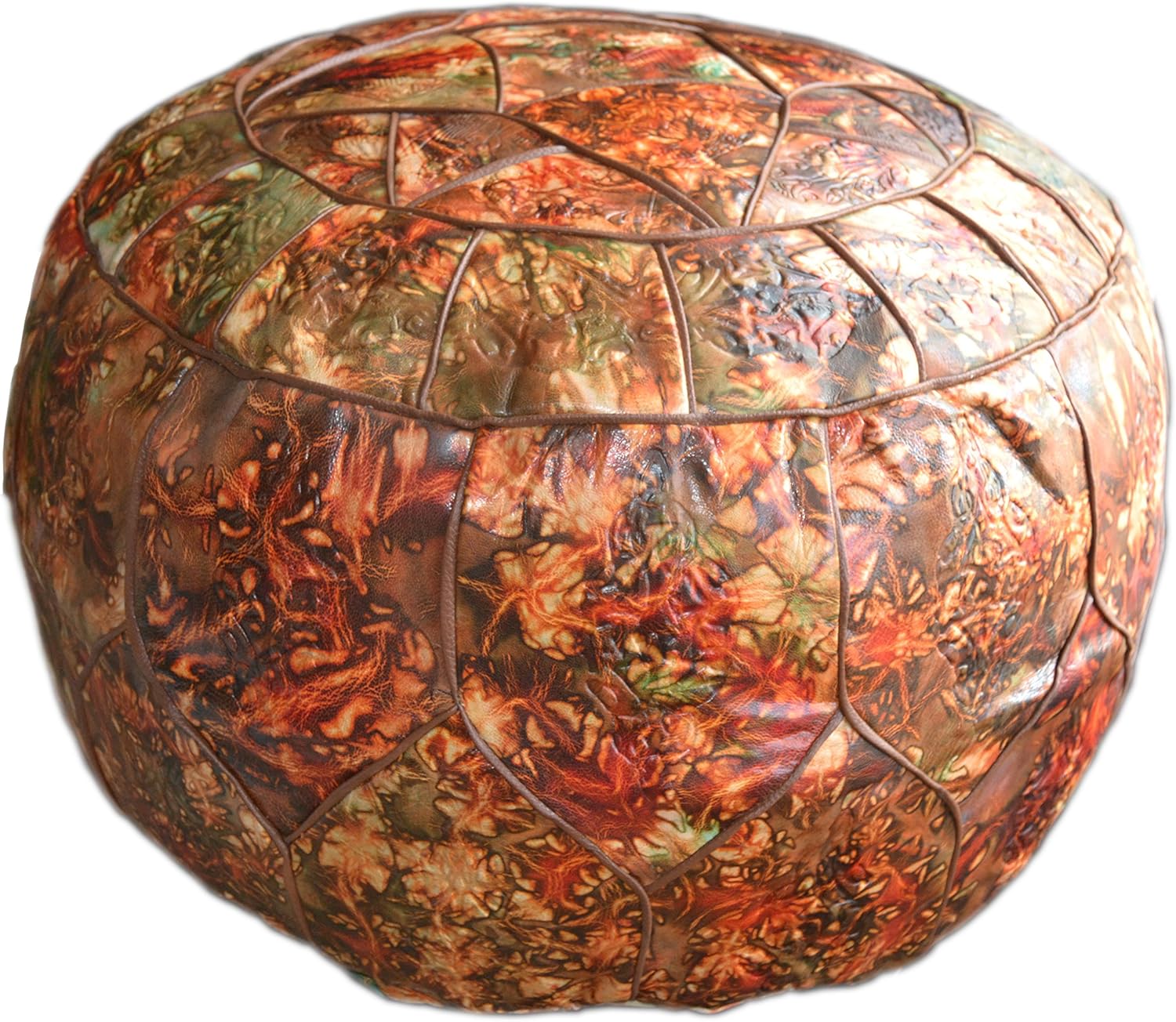 Egyptian Morrocan Handmade Genuine Leather Ottoman Pouf XL (Army)