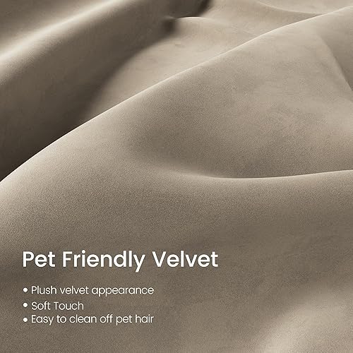 Miniatura 6 de HONBAY Sofá de terciopelo en forma de L pequeño sofá seccional con diván reversible para apartamento, gris claro