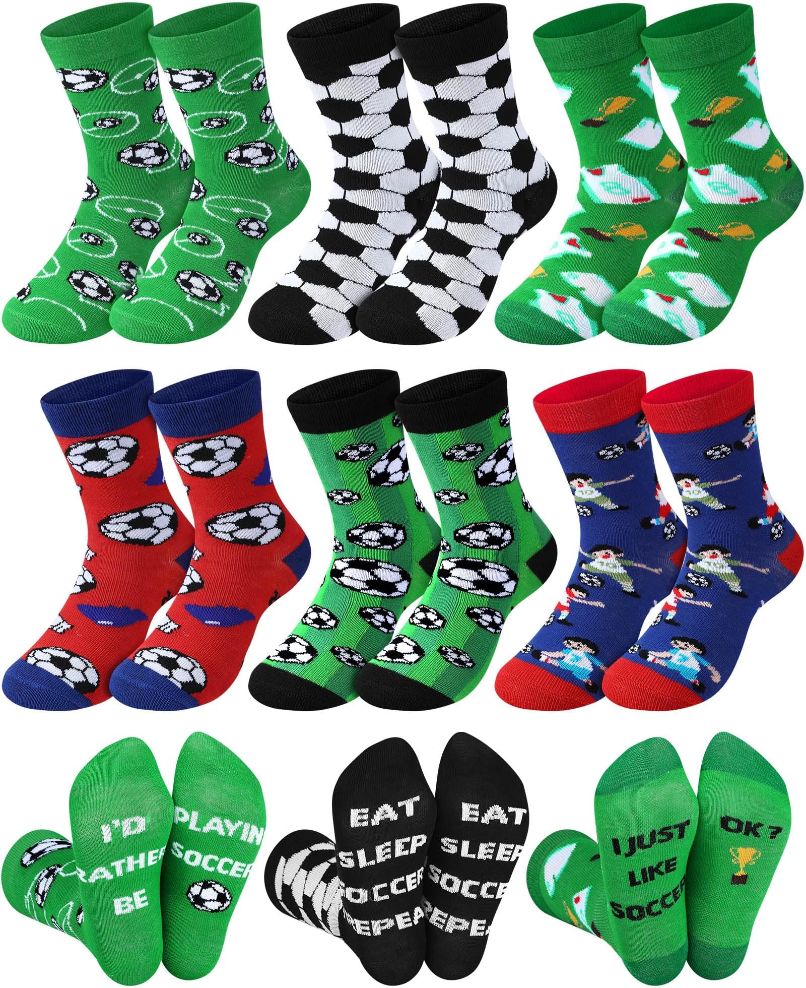 6 Pairs Novelty Sports Crew Socks for Boys Kids