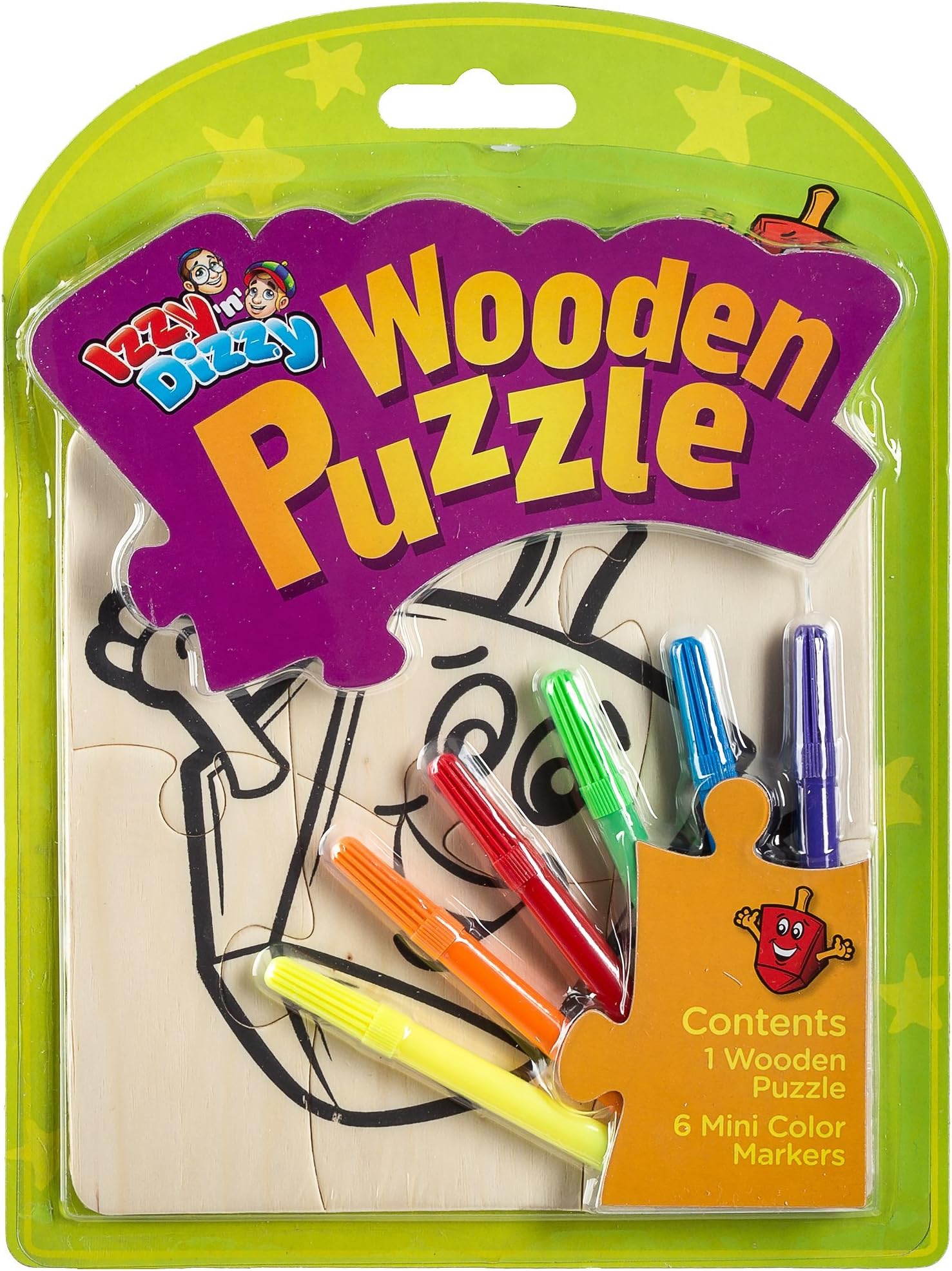 Hanukkah oden Puzzle Coloring Kit Includes 1 od Puzzle Board 6 Mini Colo MarkersX 1- Hanukah Arts And CraftsGifts And Games By