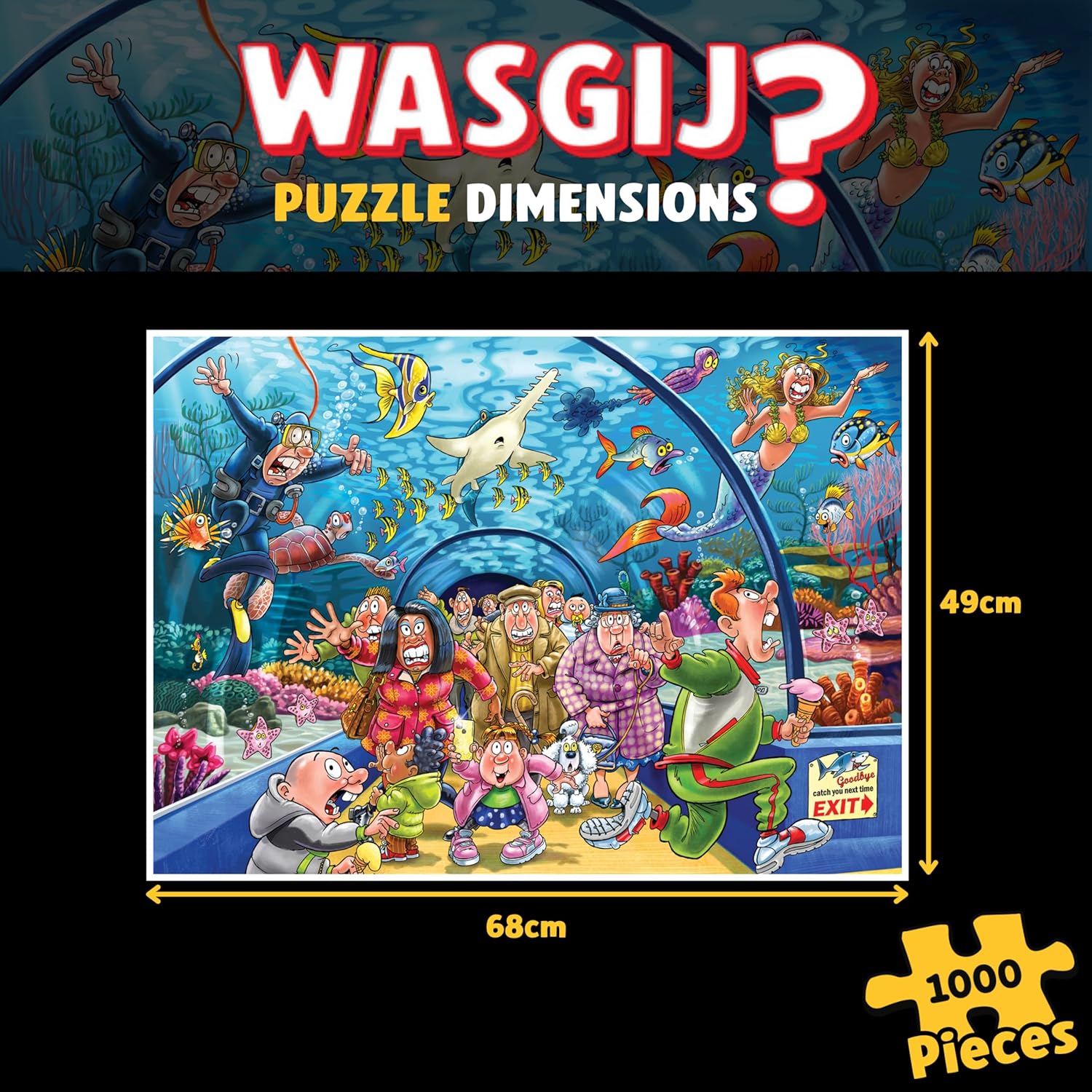 Wasgij Original 43, Aquarium Antics - Unique 1000 Piece Jigsaw Puzzle for Adults - Colourful, Puzzling, Challenging & Brainteasing Adult Jigsaws - 100% Recycled Cardboard 1000Pc Puzzles - Jumbo