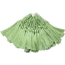 100Pcs 5 Inch Silky Bookmark Tassels for Jewelry, SouvenirGrass Green