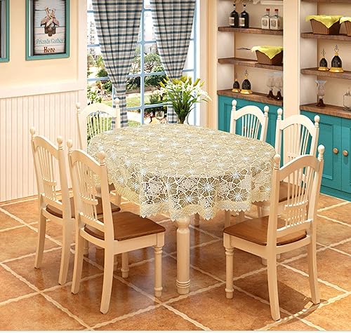 Miniatura 8 de Simhomsen Mantel de encaje bordado beige 54 × 72 pulgadas ovalado