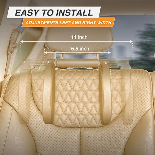 Miniatura 5 de Almohada para reposacabezas de automóvil, soporte ajustable para mejorar la postura de la cabeza y el cuello, posición del sueño, cuero suave,