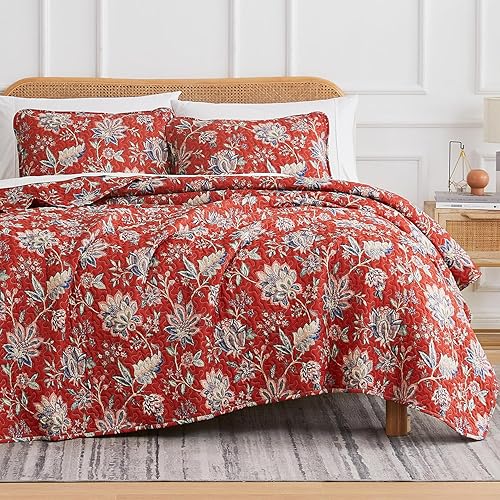 Southshore Fine Living, Inc. Jacobean Willow - Juego de ropa de cama tamaño Queen de gran tamaño, ligero, suave colcha de 3 piezas con dos fundas a