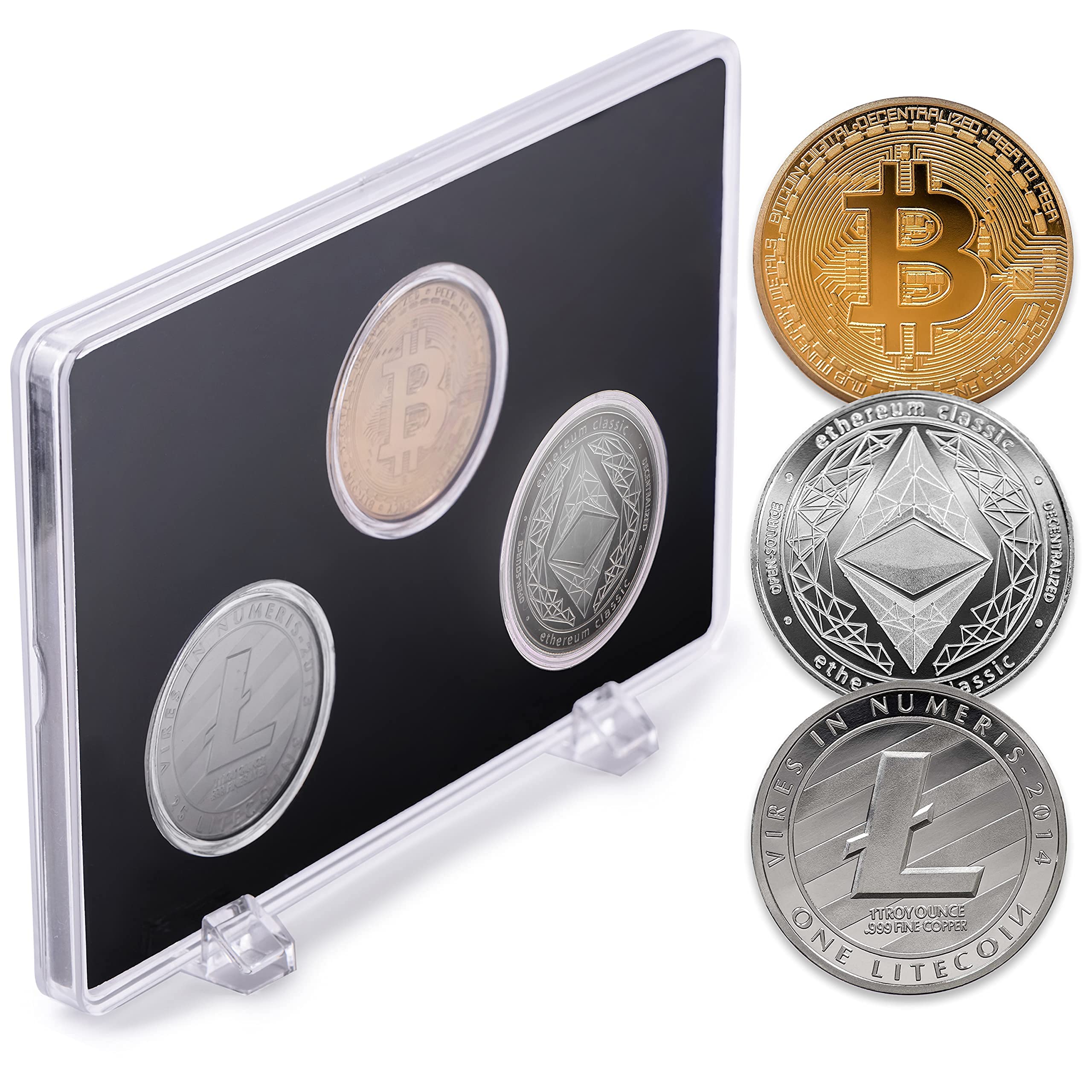 Tapeera Physical Bitcoin Coin Litecoin Ethereum Coin with Acrylic Case -  Luxury Cryptocurrency Coins - Bitcoin Gift Set - Crypto Coins Display -  Bitcoin HODL Set - Cryptocurrency Gifts : Buy Online