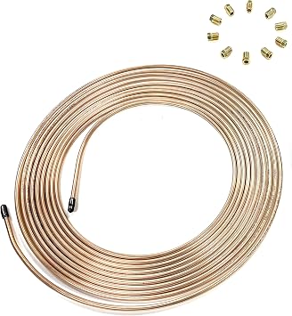 The Stop Shop 25 ft. Copper Nickel 3/16" Brake Line Tubing w/metric brake Line invert flare fittings. 10 x 1 mm Pack of 10 fittings