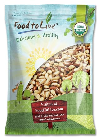 Food to Live - Organic Brazil Nuts, 12 Pounds Non-GMO, Raw, Whole, No Shell, Unsalted, Kosher, Vegan, Keto, Paleo Friendly, Bulk, Rich in Selenium