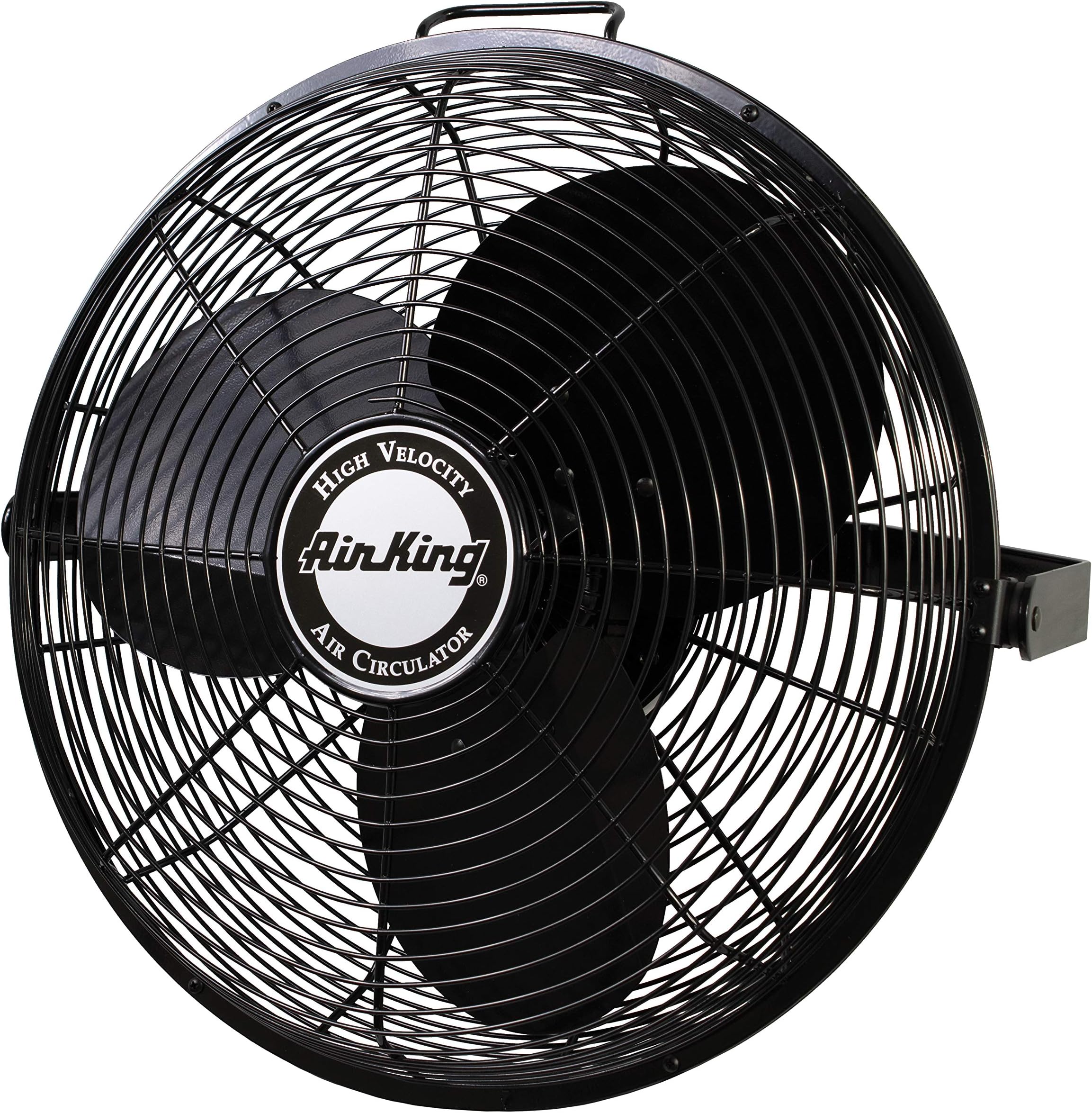 Air King 18-Inch 1/6 HP Industrial Grade High Velocity Multi Mount Fan with 3-Speeds, Pivoting Fan Head, Durable Powder-Coated Steel Blades and Guards, for Industrial & Commercial Spaces, 9318, Black
