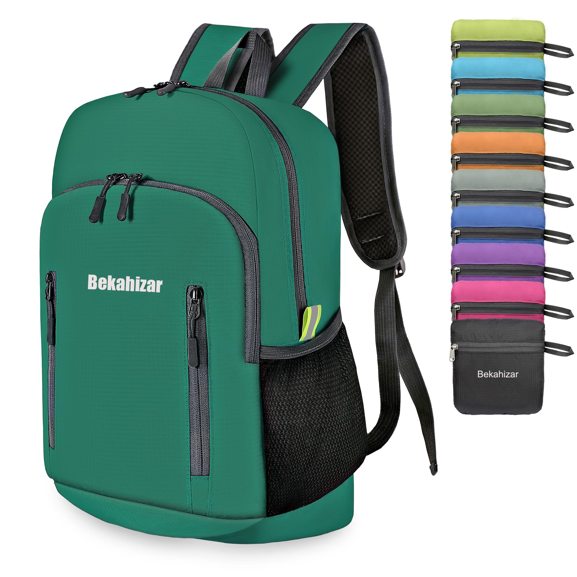 Bekahizar 20L Ultra Lightweight Backpack Foldable Hiking Daypack Rucksack Water Resistant Travel Day Bag for Men Women Kids Outdoor Camping Mountaineering Walking Cycling Climbing (Teal Blue)