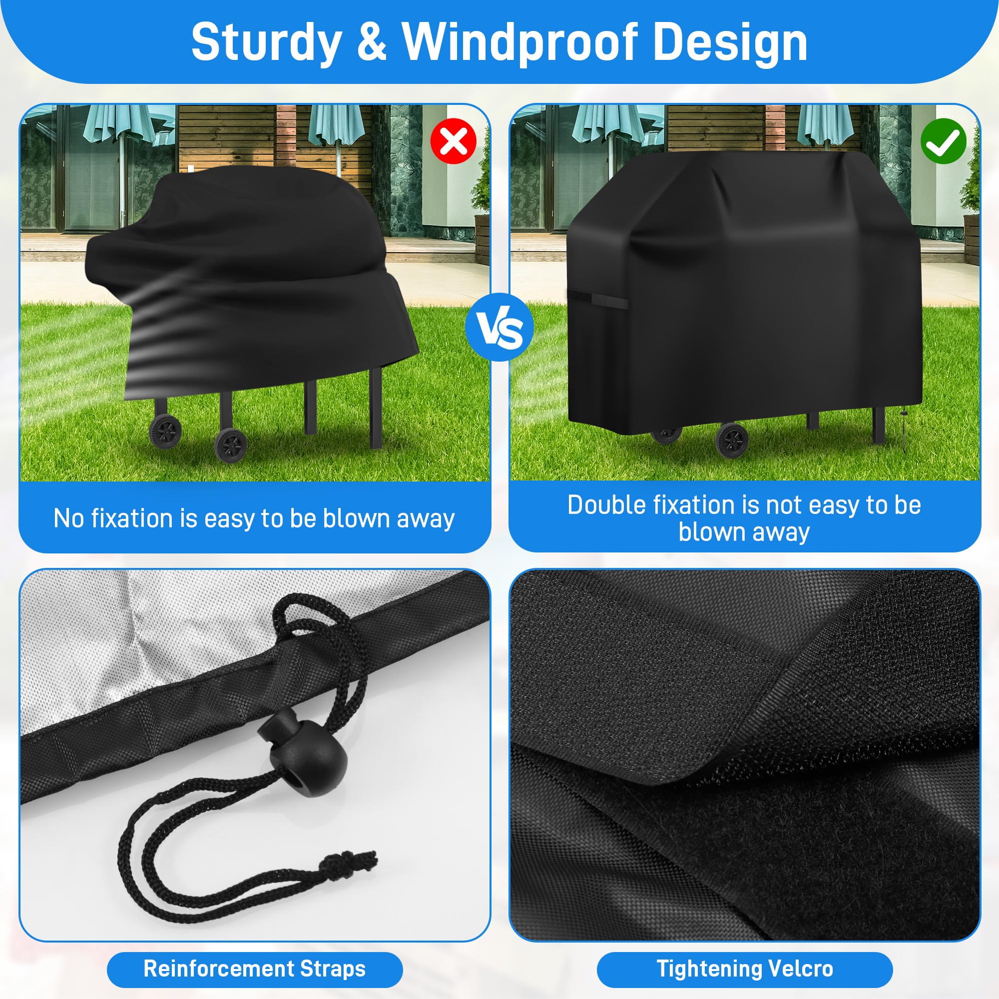 Yimomoyi Barbecue Covers, BBQ Covers Waterproof Heavy Duty Large, Barbeque Cover Waterproof Outdoor 420D Oxford Fabric - Image 3