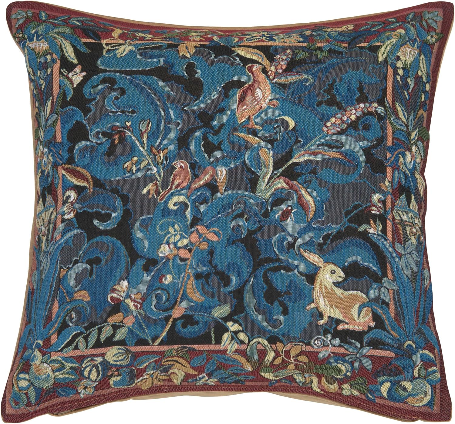 Charlotte Home Furnishings Decorative Pillow Covers for Couch 19x19 in Tapestry Throw Pillow Cover for Living Room Decor Aristoloches Blue Floral Pillow Covers European Soft Cotton Jacquard Woven
