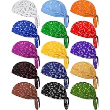 Foaincore 15 Pcs Do Rag Skull Cap Cooling Helmet Liner Sweat Wicking Head Wraps Bandana Beanie for Men Women