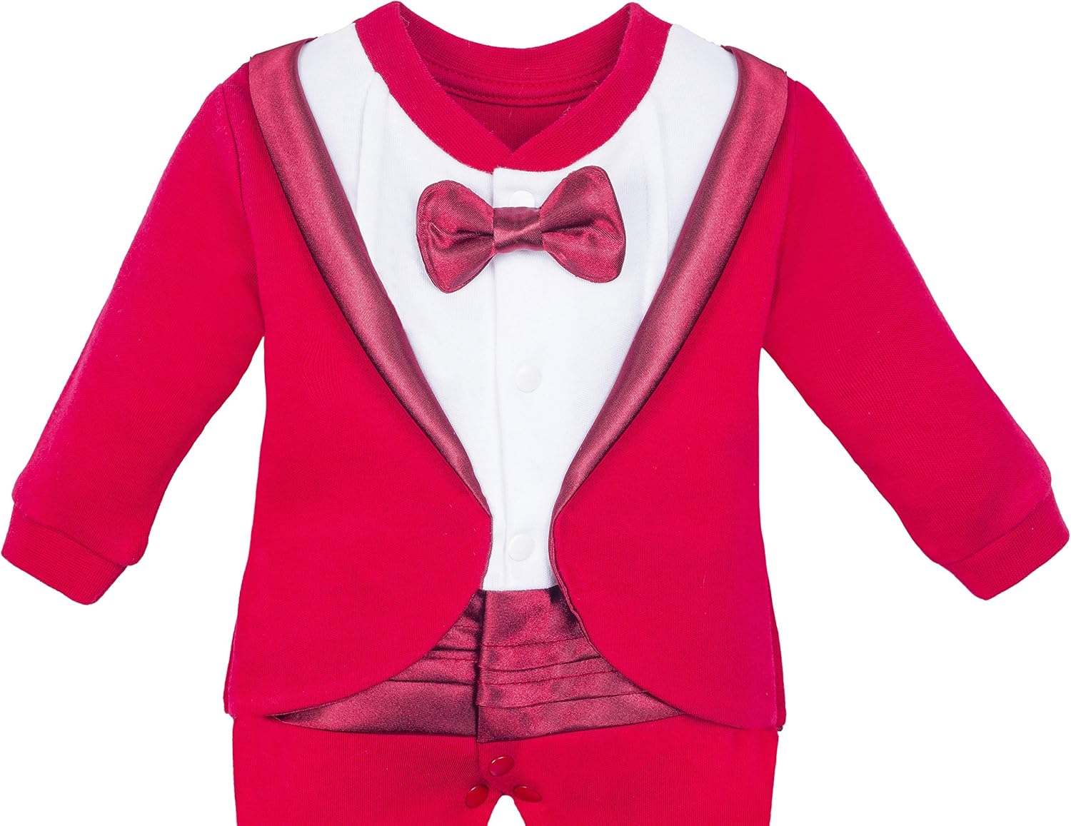 Lilax Baby Boy Gentleman Tuxedo Footie Christmas Holiday Outfit with Bow Tie: Clothing