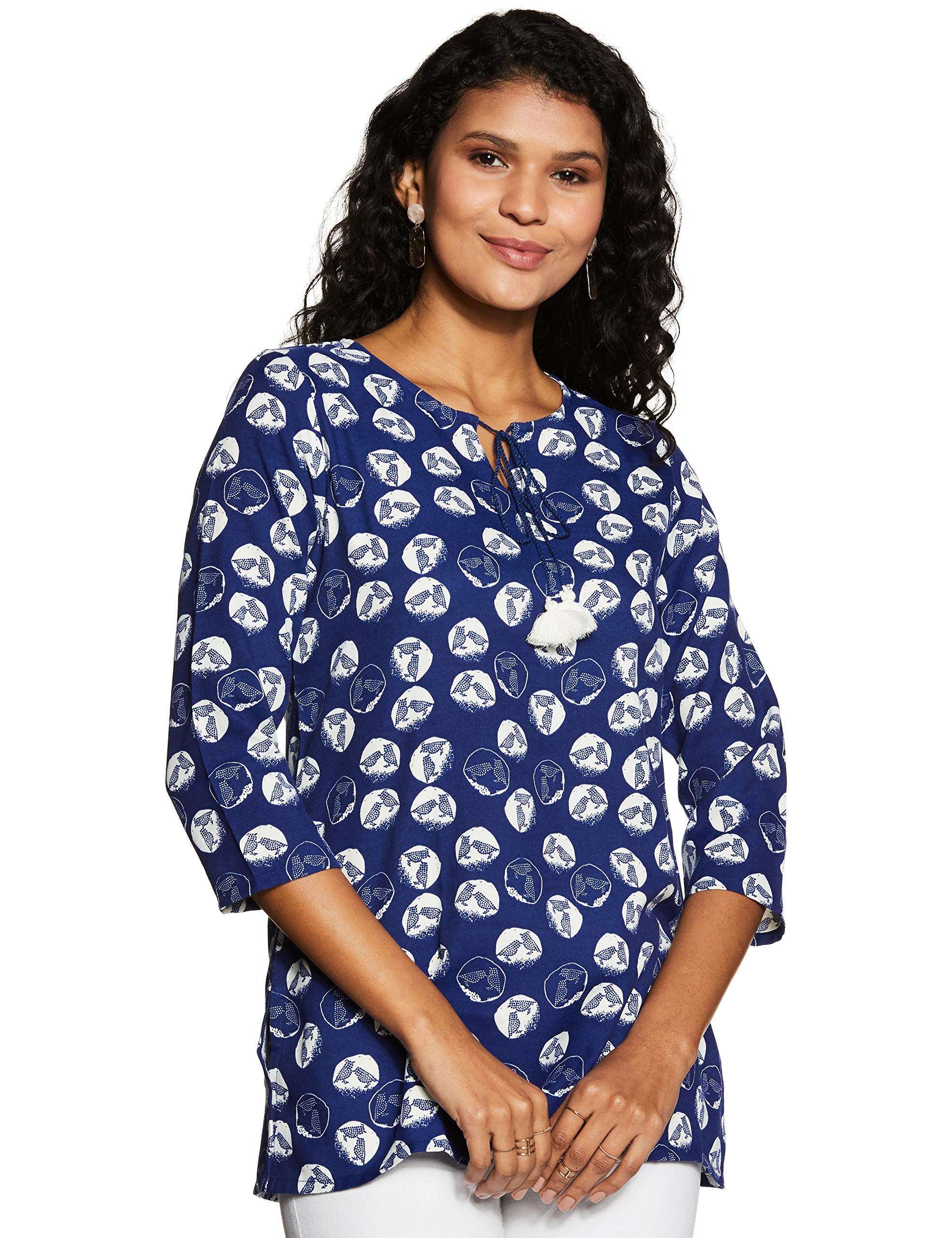 global desiWomens Tie Up Neck Printed Tunic