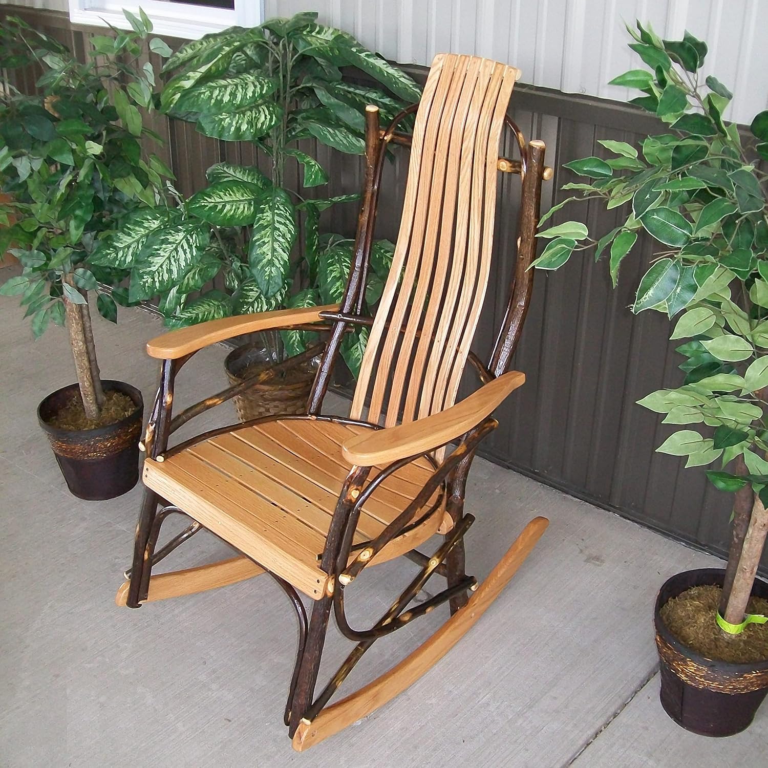 Amish-Made Medium Natural-Stained Oak and Hickory Rocking Chair