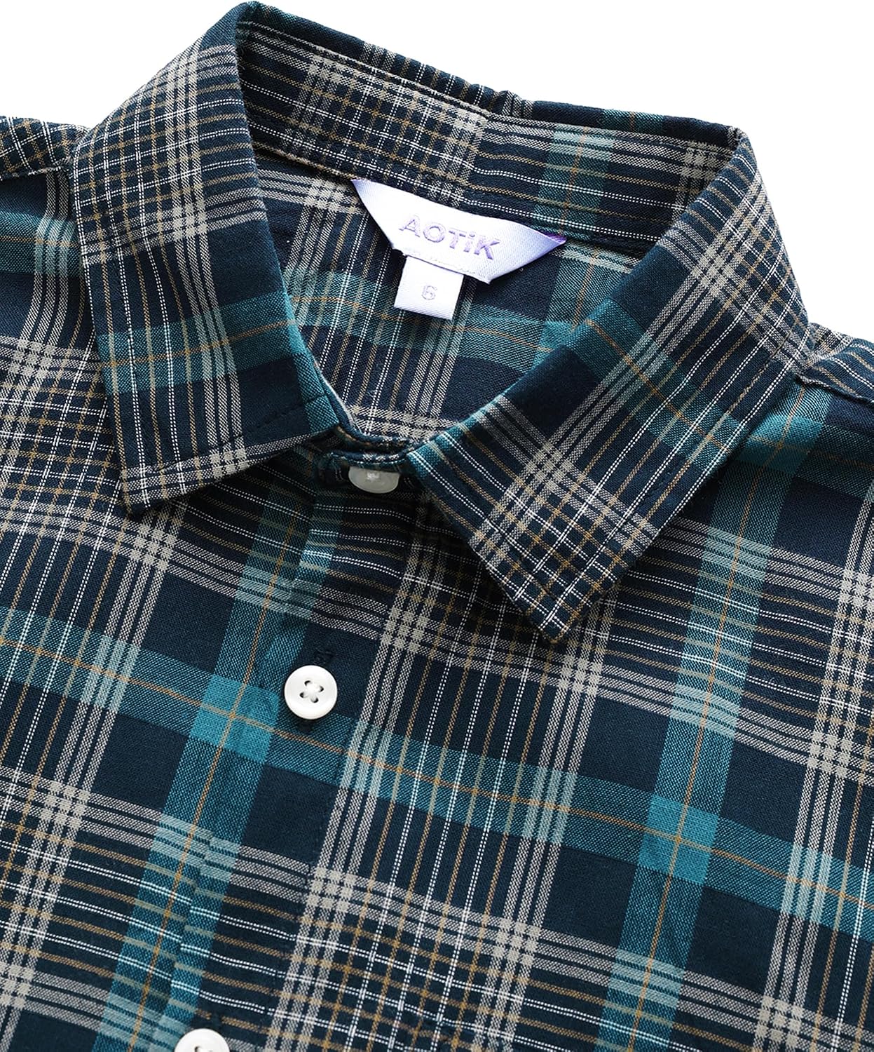 AOTIK Boys Plaid Button Down Shirt Casual Short Sleeve Summer Shirts
