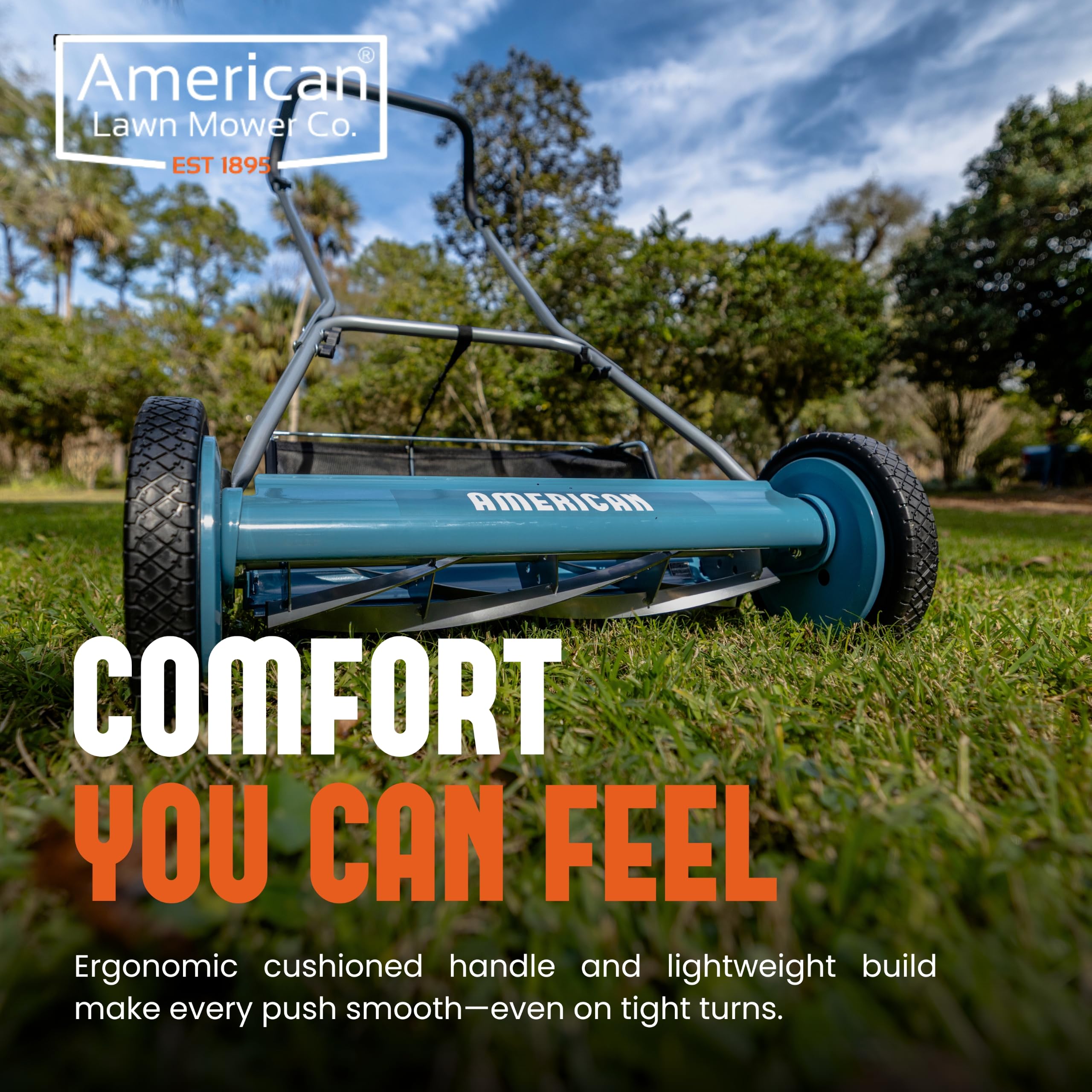 American Lawn Mower Company Cortacésped de Carrete de 5 Cuchillas de 50.8 cm con recogedor de césped