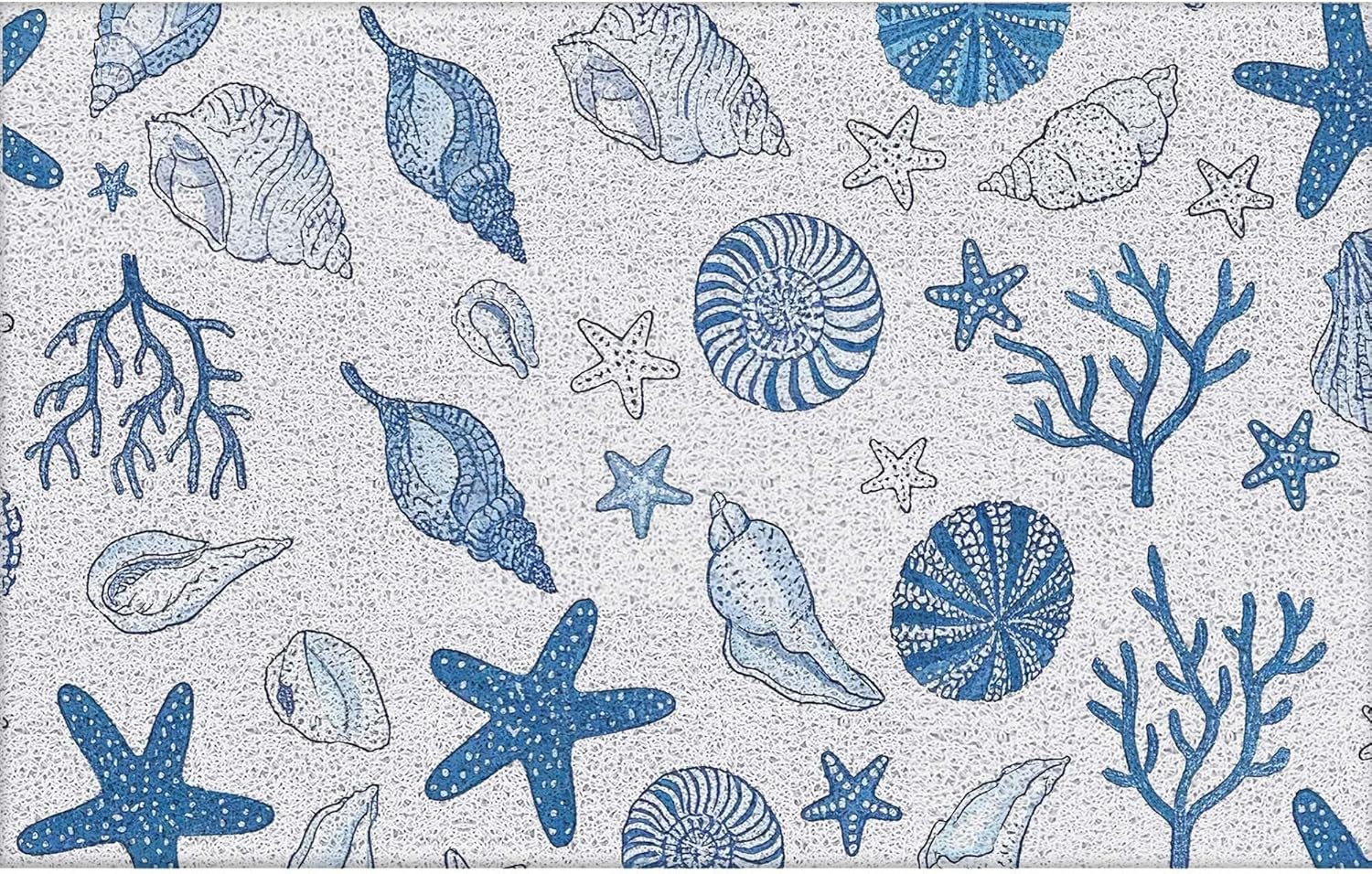 Beach Coastal Door Mat, Seashell Starfish Conch Coral Nautical Doormat Outdoor Indoor Entrance Porch, Blue Ocean Outdoor Mat, Beach Welcome Mats for Front Door, 17x30 Inch
