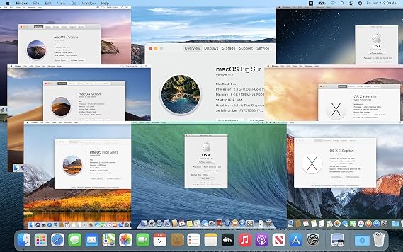 8-in-1 MacOS Mountain Lion、Mavericks、Yosemite、El Capitan、High Sierra、Mojave、Catalina、Big Sur, Bootable USB Drive 3.2, Full Install/Upgrade/Recovery/Restore Mac OS X