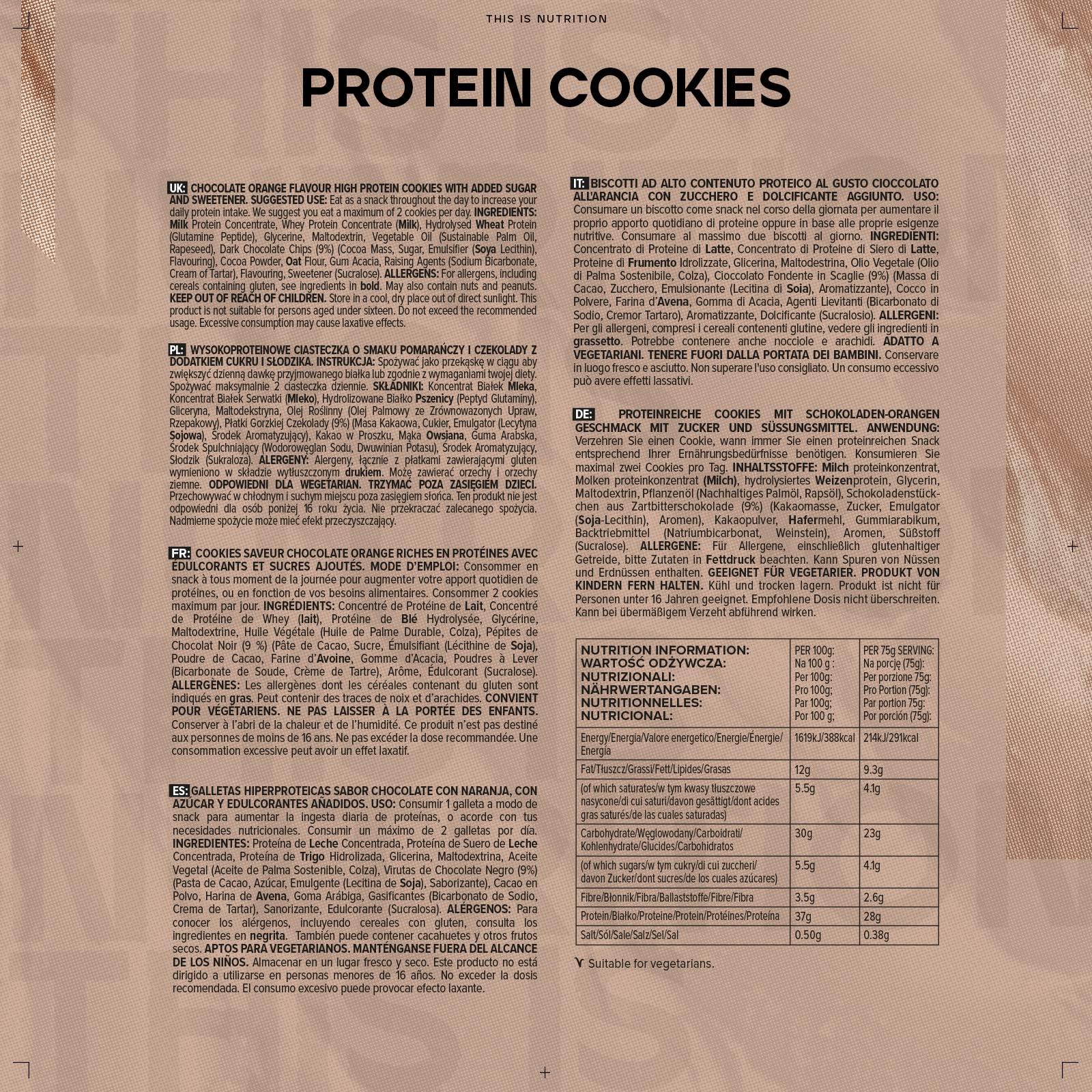 Bulk Protein Cookie, Kekse, Schoko-Orange, 12 Stück, Verpackung Kann Variieren