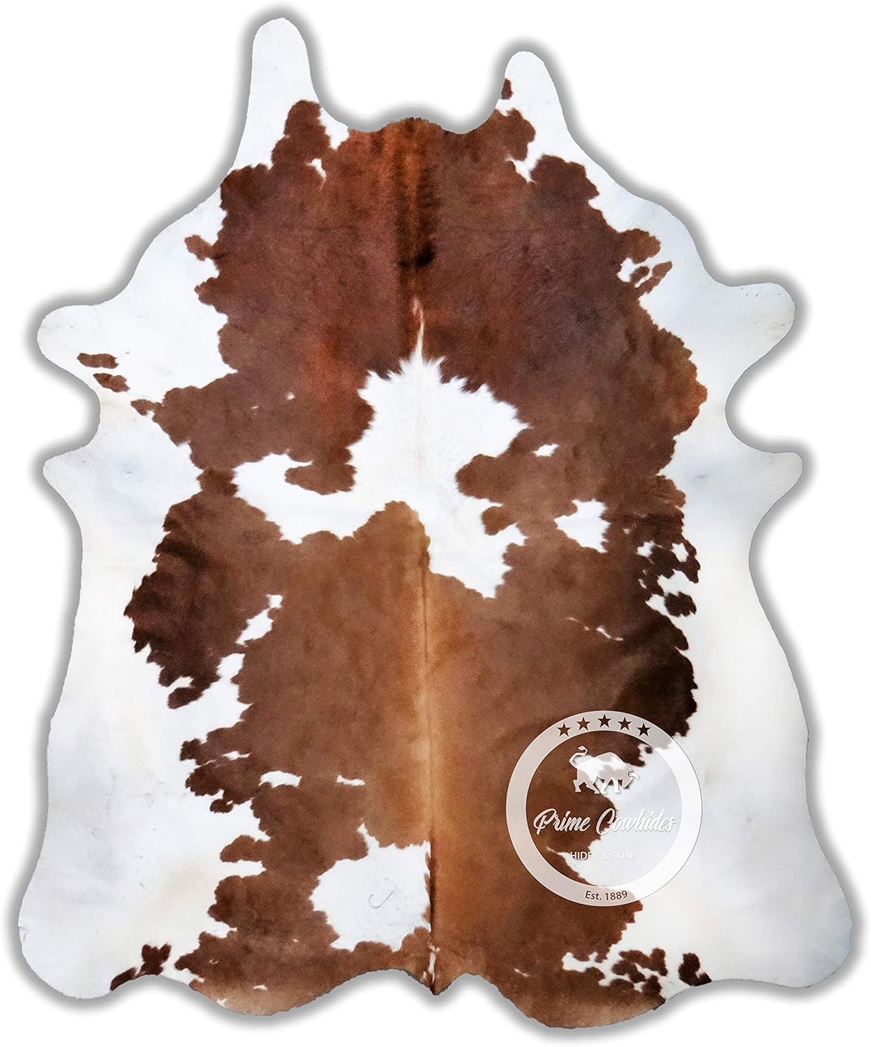 Prime Cowhides Brown and White Cowhide Rug, Genuine Cowhide Rugs for Living Room