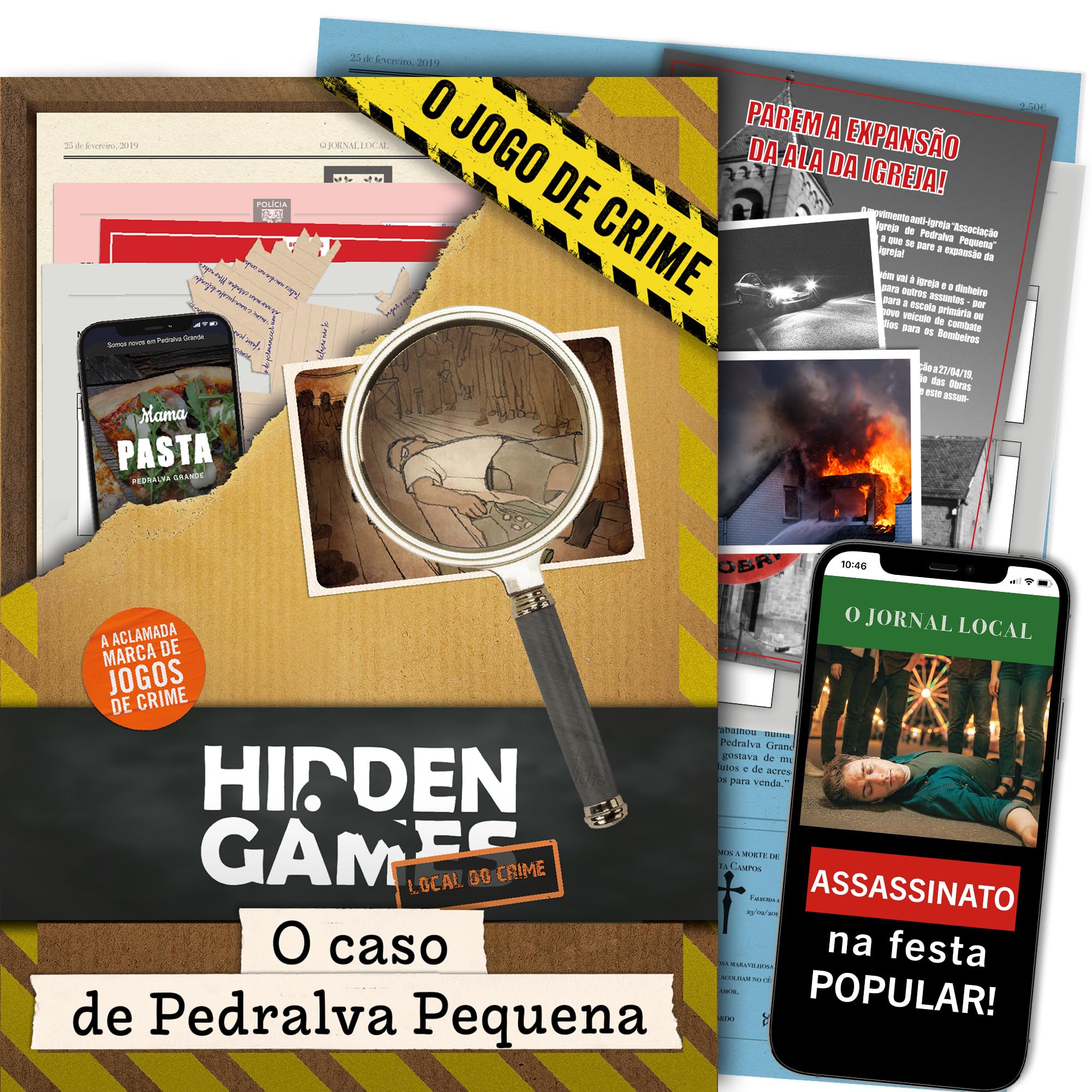 Hidden Games Local do Crime – O Caso de Pedralva Pequena – Jogo de detetive Realista em português, Murder Mystery, Jogo de Sala de Fuga, 1-6 jogadores