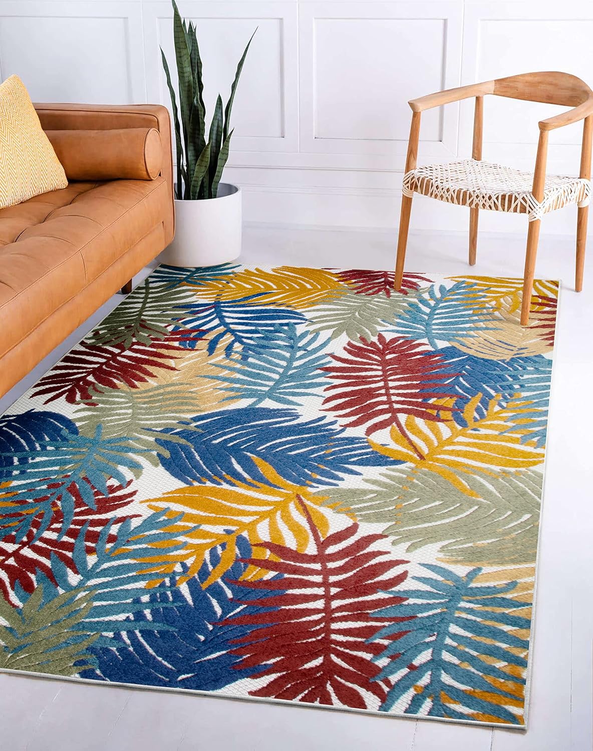 Leick Home 595173 Talipot Palm Indoor Outdoor Area Rug Rectangle 3'x5'