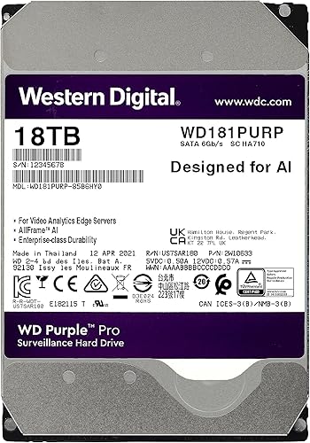 Miniatura 2 de Western Digital Disco duro interno WD Purple Pro Surveillance de 18 TB - SATA 6 Gbs, caché de 512 MB, 3.5" - WD181PURP