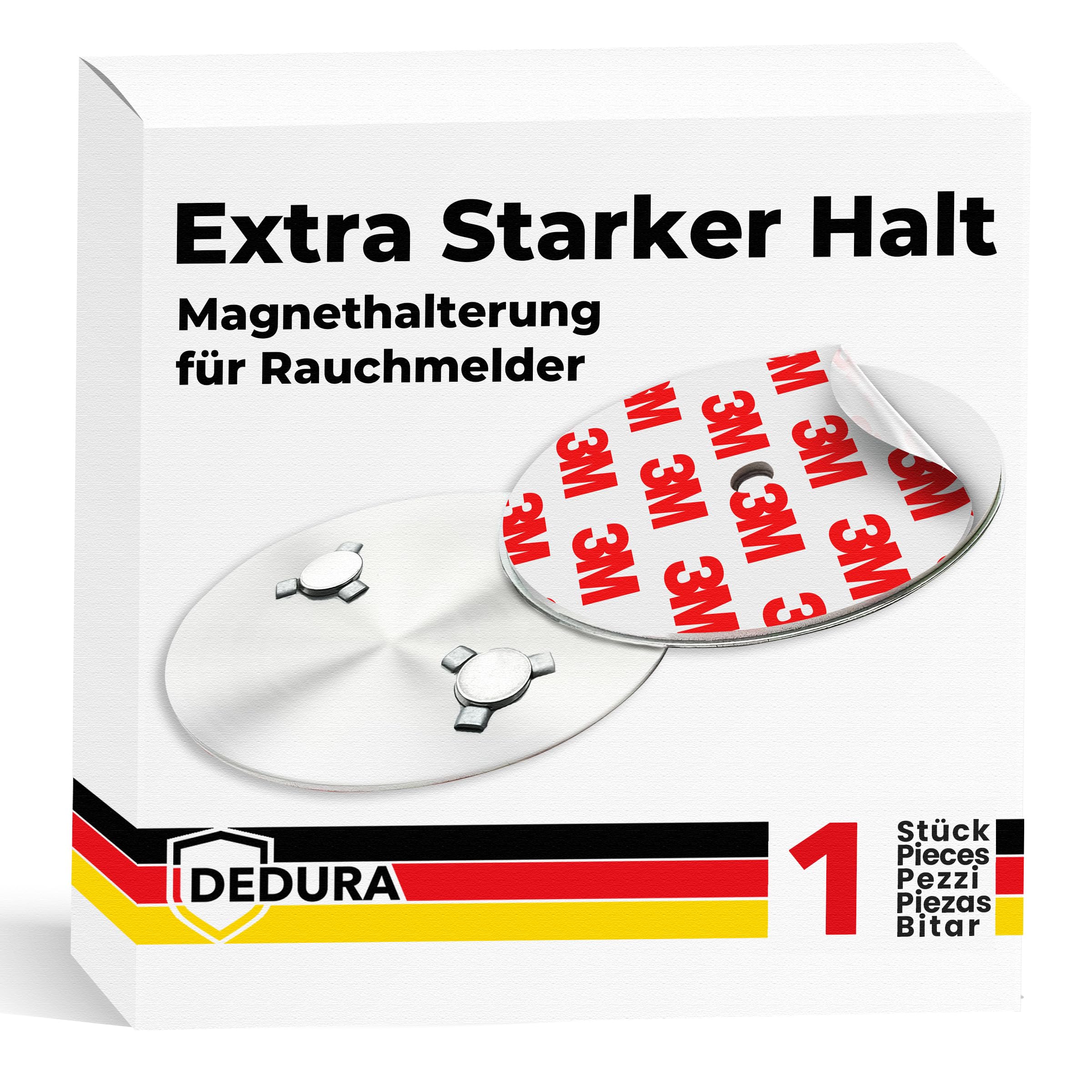 Rauchmelder Magnethalter mit extra starken Klebepads - ohne Bohren und Schrauben - Magnethalterung geeignet für alle gängigen Rauchmelder und Feuermelder - Selbstklebende Befestigung