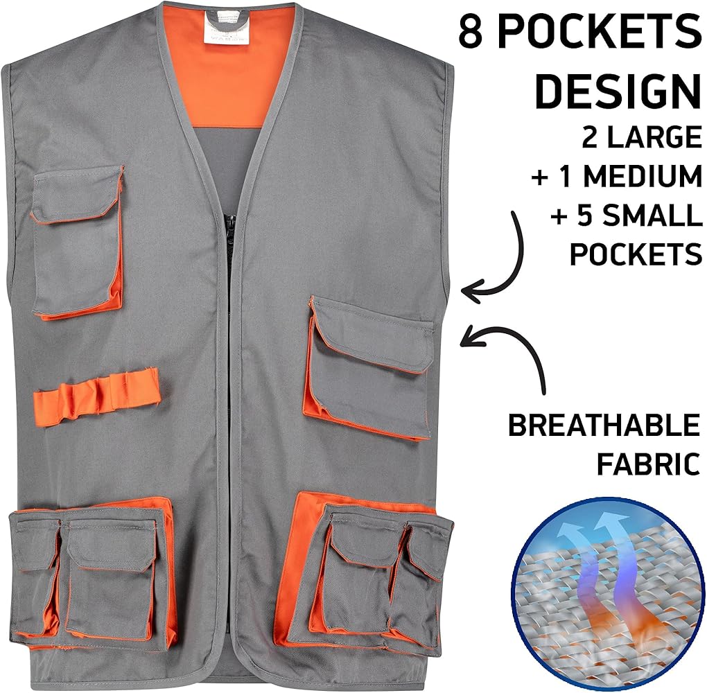 BWOLF Sigma Chaleco De Trabajo Para Hombre Gris/Naranja, S