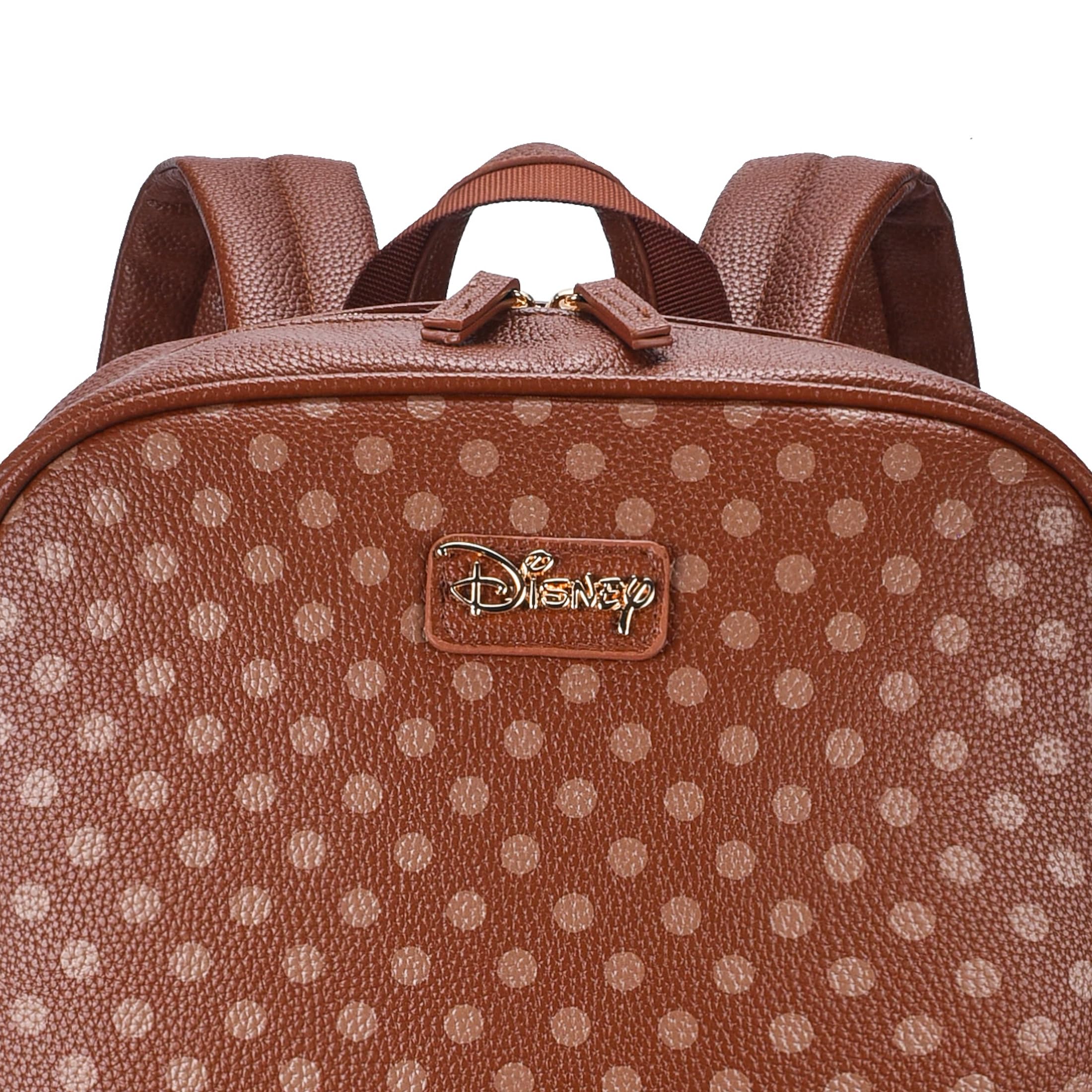 Disney Zaino multifunzionale per pannolini in pelle PU con fasciatoio, custodia per ciuccio e tasche isolate per biberon, Topolino - Marrone, Large, moderno