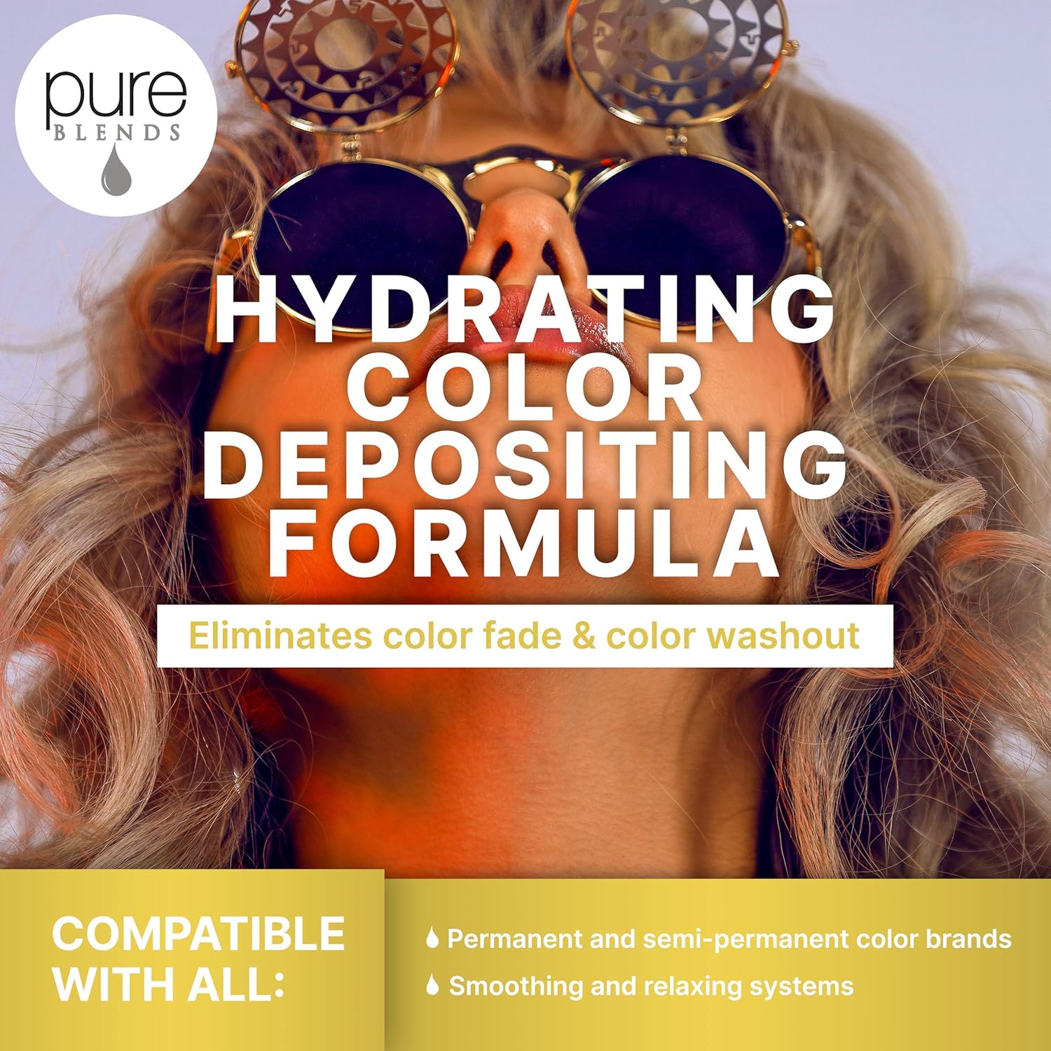 Pure Blends Sun Hydrating Color Depositing Shampoo | Brighten & Tone Color Faded Hair | Semi Permanent Hair Dye | Prevents Color Fade | Extend Color Service on Color Treated Hair | 8.5 Oz. : Beauty & Personal Care