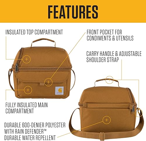 Miniatura 2 de Carhartt Lonchera con dos compartimentos para 12 latas  Lonchera duradera y totalmente aislada para mujeres y hombres, lonchera grande (Carhartt
