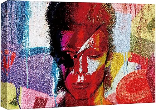 SIGNWIN Lienzo enmarcado para pared, diseño de David Bowie Ziggy Stardust, collage colorido de graffiti y arte callejero, gente famosa, arte pop