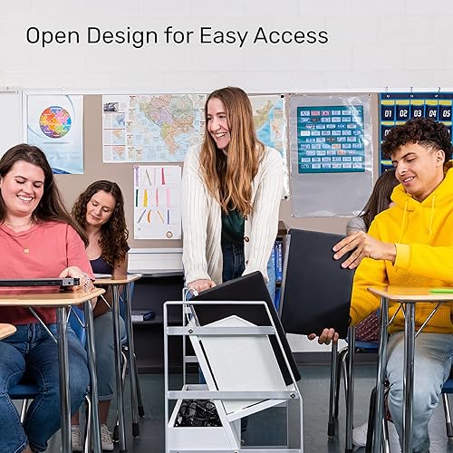 Miniatura 3 de Line Leader Estación de carga móvil para 16 dispositivos, carrito rodante de acero para laptops, tabletas y Chromebooks, diseño abierto con