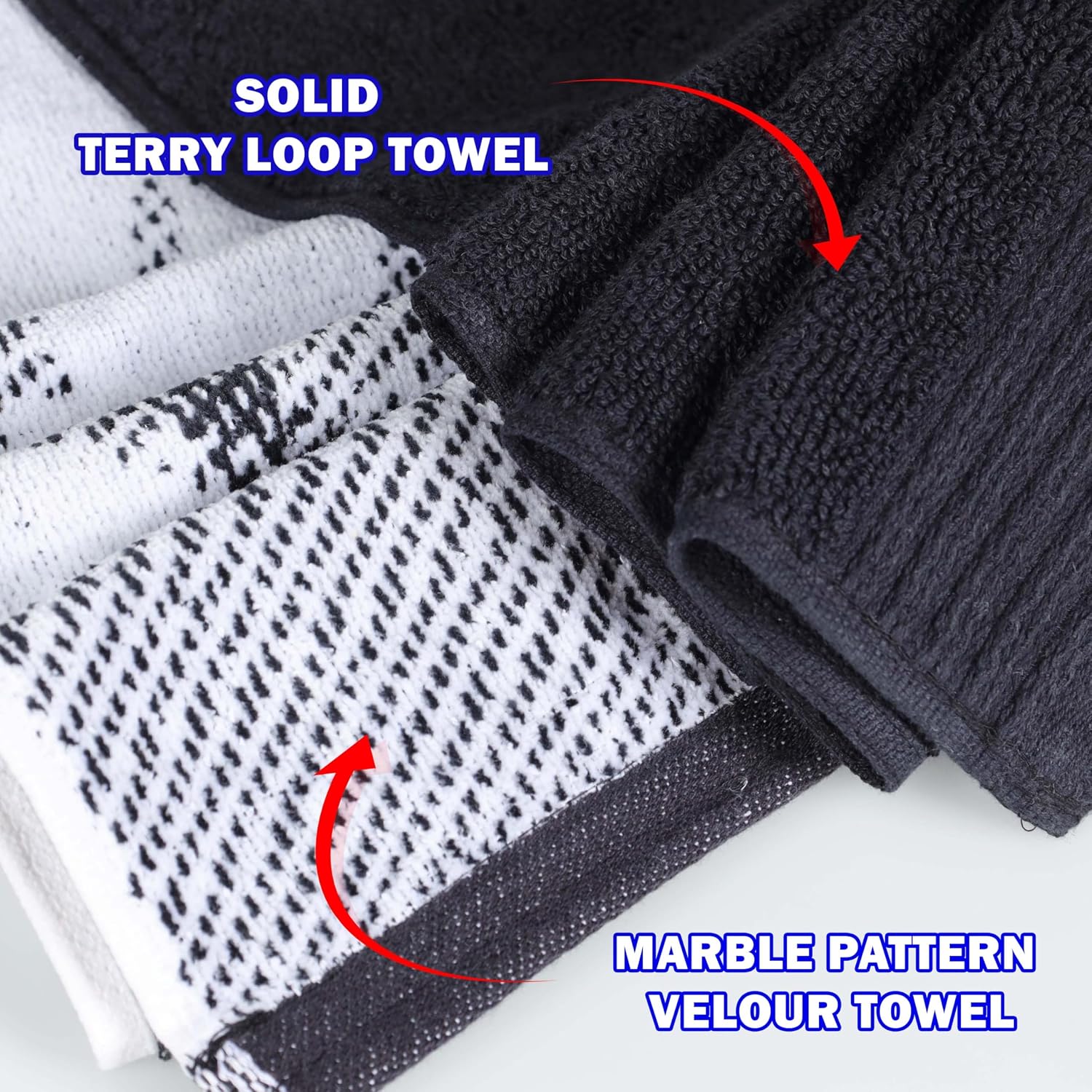 Superior Cotton Marble Jacquard Border, Absorbent, 4 Piece, Black image 4