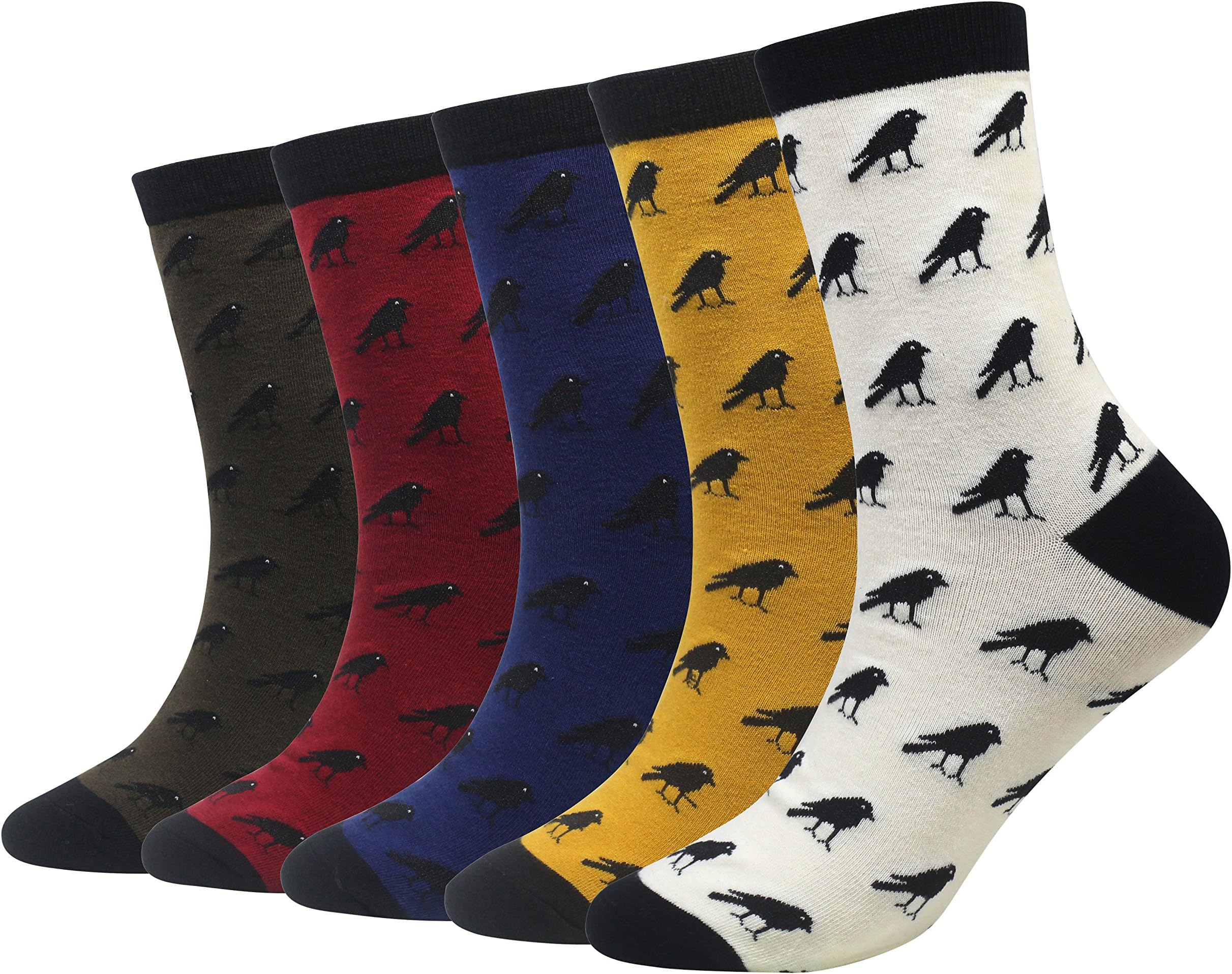 Men's 5 Packs Fun Crazy Animal Cotton Casual Crew Socks