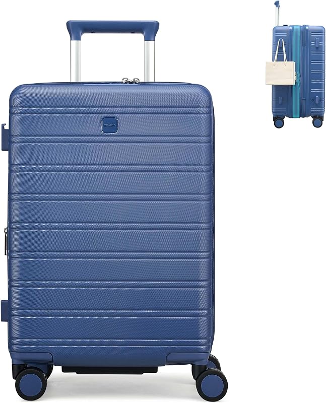 MILADA 20 Inch Expandable Carry On Luggage, Airline Approved Hardside Carry On Suitcase with 8 Spinner Wheels, TSA Lock Lightweight Travel Luggage for Men Women, Interstellar Blue