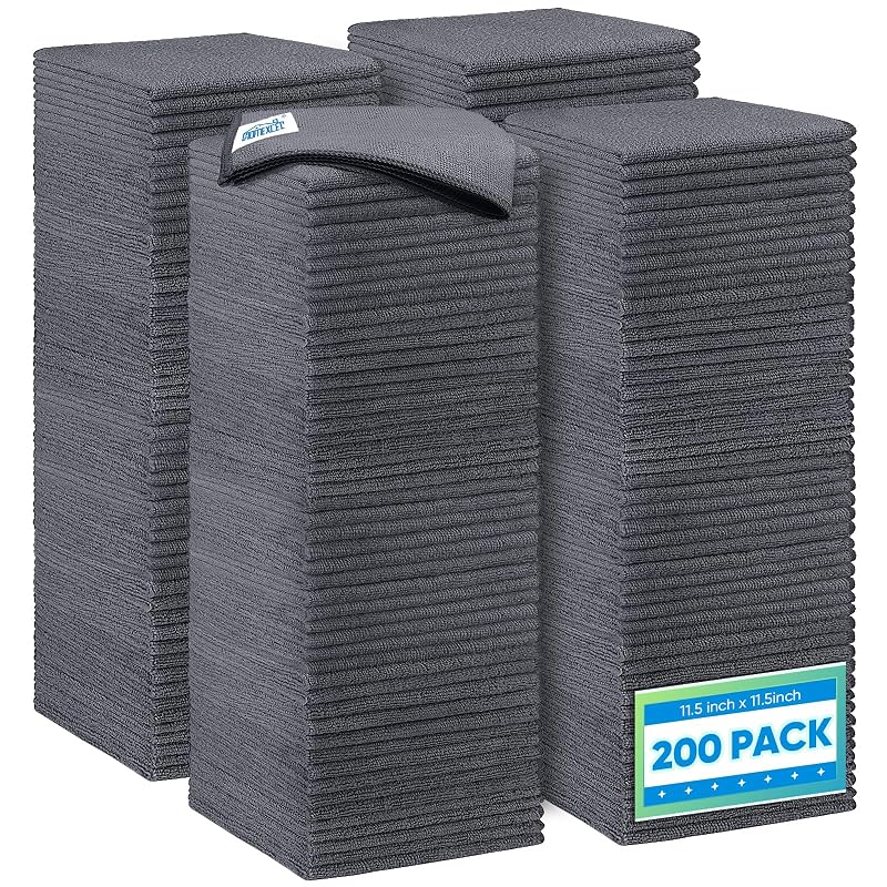 Panos de Microfibra HOMEXCEL para Limpeza Automotiva e Doméstica, Cinza, 29,2 x 29,2 cm, Pacote com 200