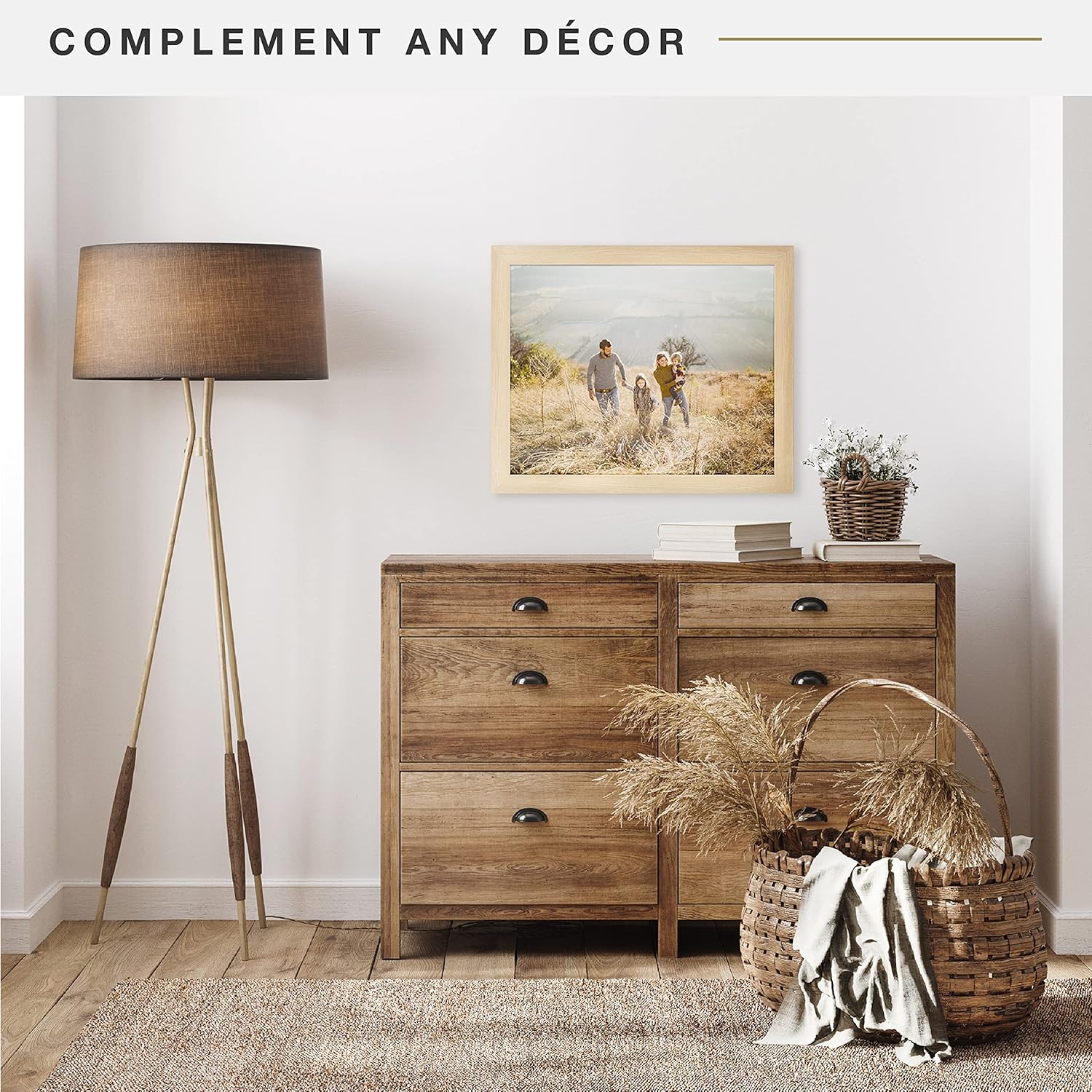 mcs museum poster frame 16x20 natural woodgrain, vertical & horizontal wall hanging large picture frame for photos, posters & art prints (1-pack) single natural woodgrain 16 x 20 in