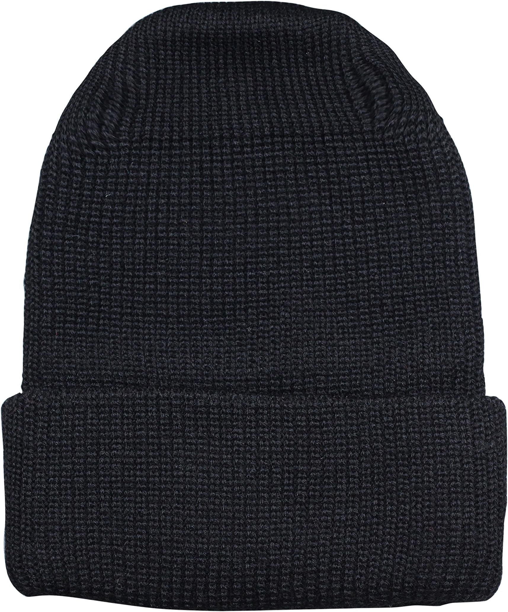 Men's Winter Watch Hat - Rib Watch Cap (Black)