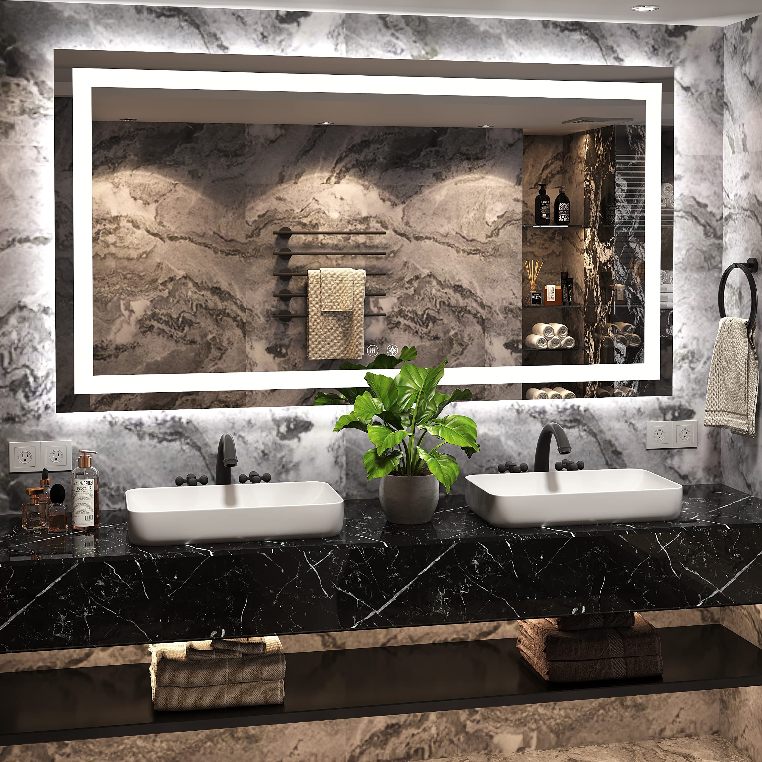 Photo 1 of KINGDALAI LED Mirror for Bathroom 72 x 36 Inch with Front Lights, Wall Mounted Lighted Vanity Mirror with Anti-Fog, White-Light, Memory Function 72" x 36"